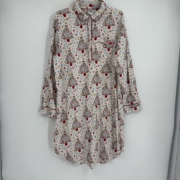 Lands’ End Womens Flannel Night Shirt Gown Size 18 Holiday Christmas Nautical - Picture 12 of 12